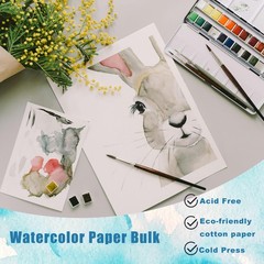 120 Sheets Water Color Paper, 8.5 x 11, 230 GSM Thick Cold Press, Bulk Art Pad