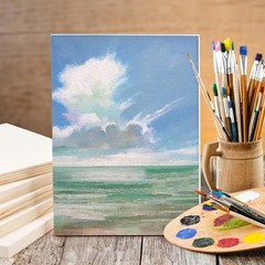 6 Pack 9 x 12 Inch Wood Canvas Panels, Unfinished Wooden Canvas Boards Wood C…