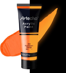 Orange Glow in the Dark Acrylic Paint Set, 120Ml / 4.05Oz | Non-Toxic, Waterproo