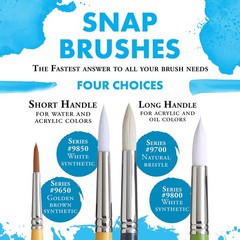 Snap Paintbrush Set 3 Pack White Artist Brushes for Acrylic Watercolor