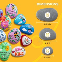 Simetufy 30 River Rocks for Painting 1.2-3.5 inch, Natural Stones, Smooth & F…