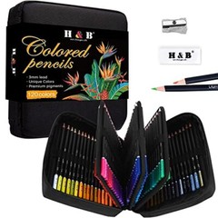 H & B 122 Colored Pencils Kit,Oil Based Soft Core, Professional Color Drawing