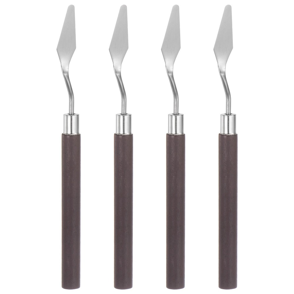 4pcs 12mm No.6 Painting Palette Knives Stainless Steel Spatula Red Wood Handle
