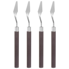 4pcs 12mm No.6 Painting Palette Knives Stainless Steel Spatula Red Wood Handle