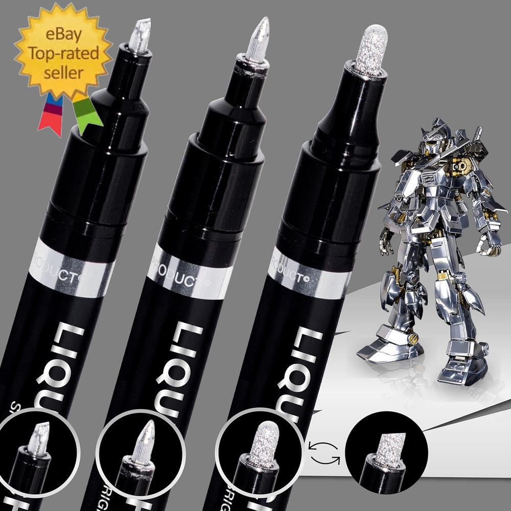 3PK Liquid Chrome Markers – Permanent Mirror Chrome Pens Chrome Paint Pens for P