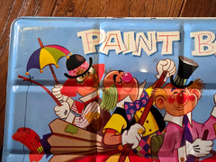 Vintage Page of London Paintbox Water Colour Set Clowns Metal Tin
