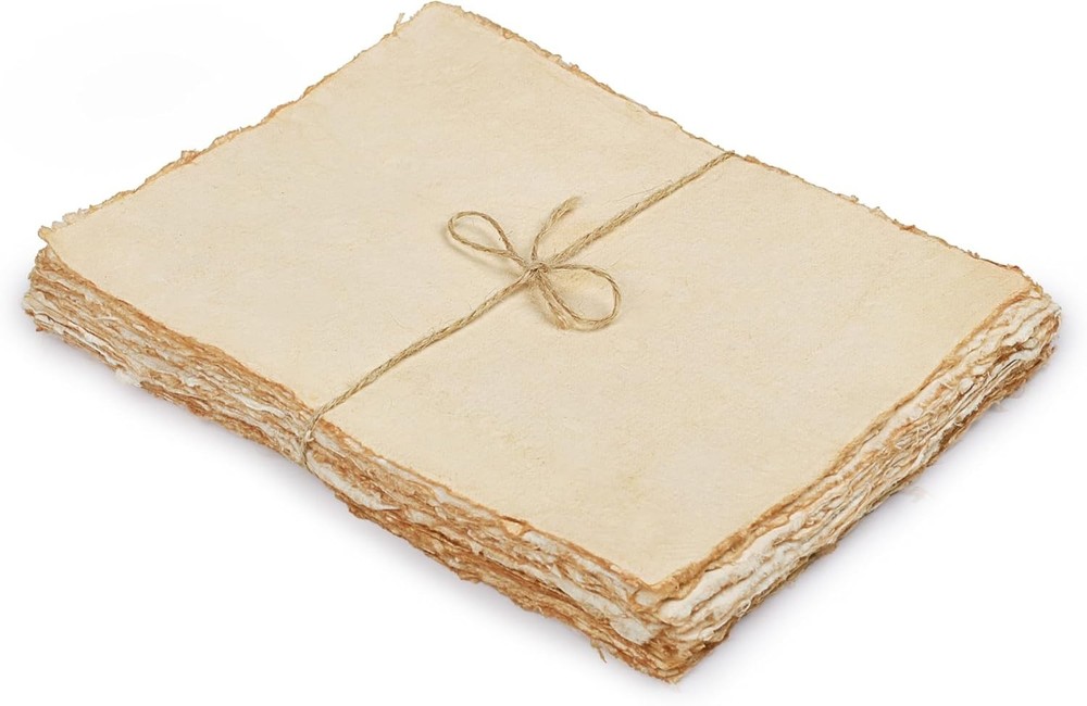 Handmade Vintage Deckle Edge Blank Paper – 8 X 6 inches, 50 Sheets 150 GSM Thick