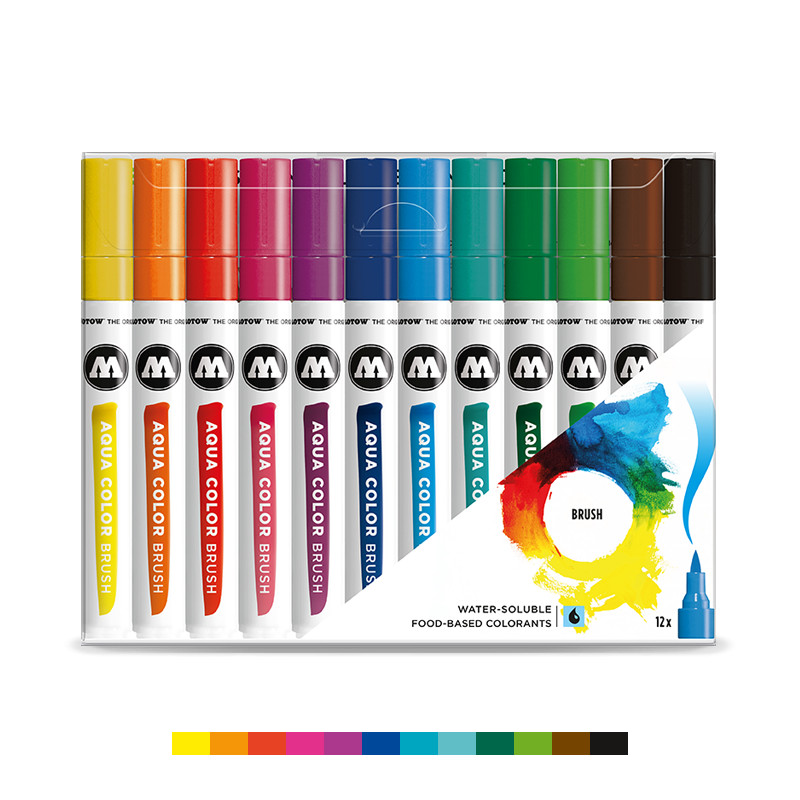 Molotow AQUA COLOR Brush Water-based Ink Markers BASIC SET 1 Graffiti Art