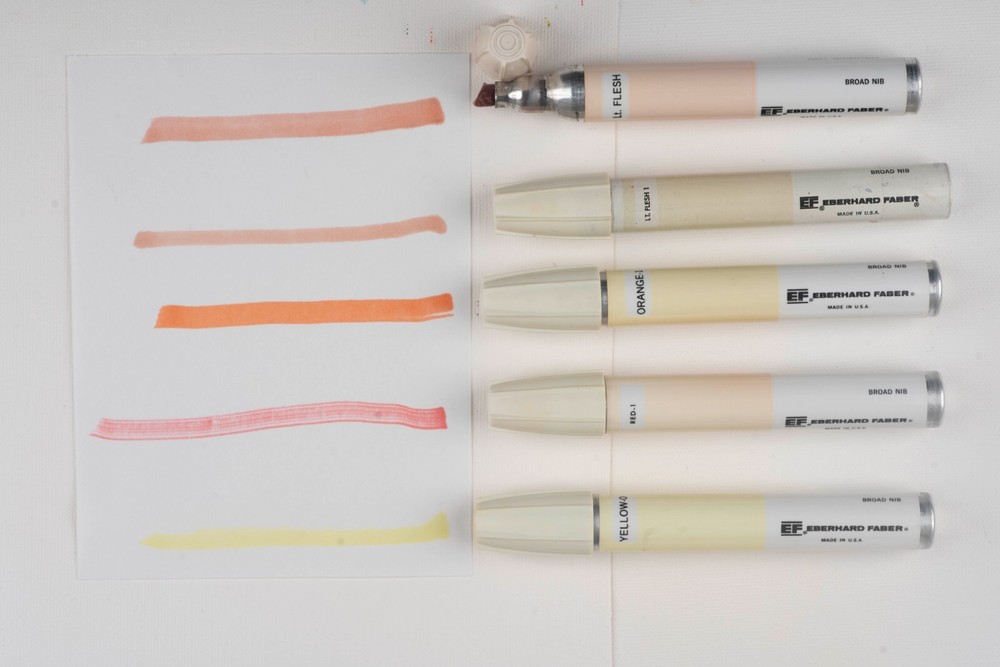 Vintage Faber Alcohol Markers – Pink/Yellow – Chisel Tip (MRK-023)