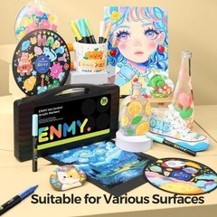 ENMY 80-Color Set of Direct-Fill Acrylic Markers, Water-Based, Brush Pens New FS