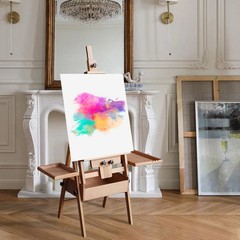 59 Inch Wood Studio Artist Easel Beech Wood Painting Art Easel Standing H-Frame