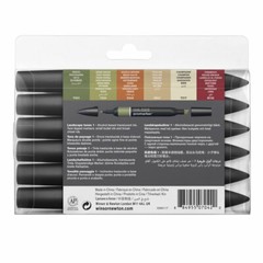 Winsor Newton PROMARKER Twin Tip Marker Pens LANDSCAPE TONES 1 Set of 6
