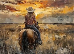 Western Cowgirl Riding Paint by Numbers for Adults Beginners DIY Art Painting Ki
