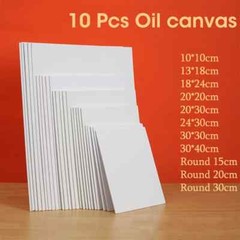 10 Pcs Canvas Board Painting Cotton Blank,Primed White,Suitable For Oil Painting