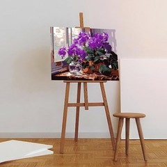 Framed Purple Flower Paint by Numbers for Adults Beginner DIY Oil Art 8×12