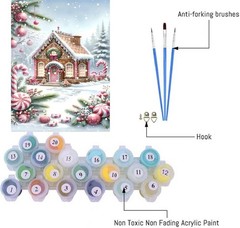 Christmas House Paint By Numbers Kit For Adults DIY Wall Art Decoration Art Art