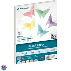 Pastel Paper 8.5″ x 11″ – 100 Sheets – 5 Assorted Pastel Colors – 30% Recycle…