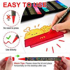 Paint Markers Acrylic Paint Pens, Dual Tip 48 Colors Acrylic Markers with Brush