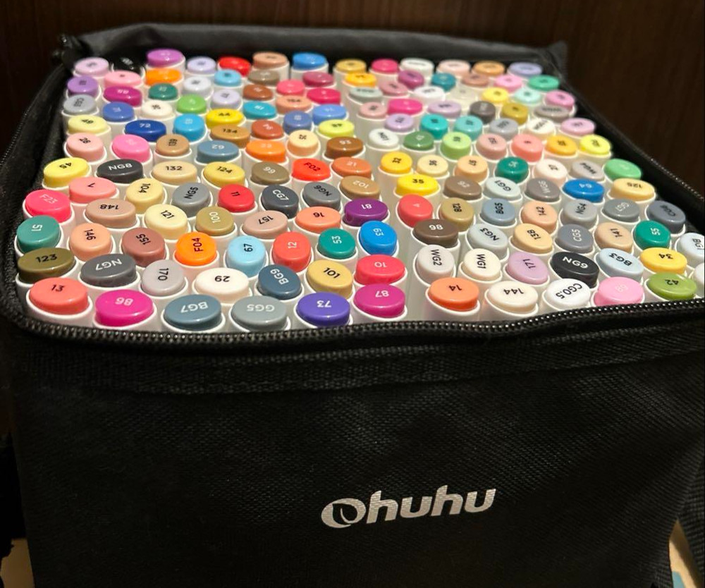 Ohuhu 160 Colors Marker Set Broad & Fine Tips Normal Type Alcohol Markers w/Case