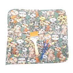 Kitten 22-Slot Paint Brush Holder Artist Storage Organizer Roll-Up Case Bag