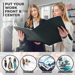 Dunwell 11×17 Art Portfolio Binder with Black Mounting Paper Black, Large Por…
