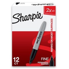 Sharpie Super Permanent Markers, Fine Point, 12 Count (Pack of 1), Black