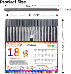 18 Colors Journal Planner Pens, Office School Supplies, Fine Point Fineliner …