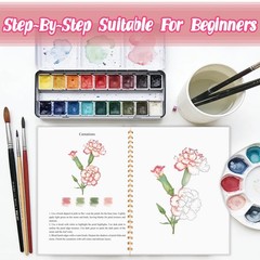3Pcs Watercolor Workbook – 3pcs-watercolor workbook, Flowers-Animals-Seaside