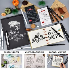 Calligraphy Pens, 8 Size Dual Tip Black Acrylic Calligraphy markers for Writi…