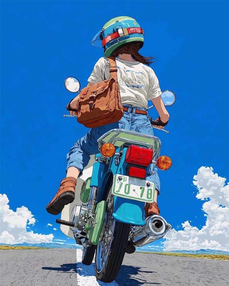 Motorbike Girl DIY Paint by Numbers Kit for Adults Relaxing Home Decor Art Set