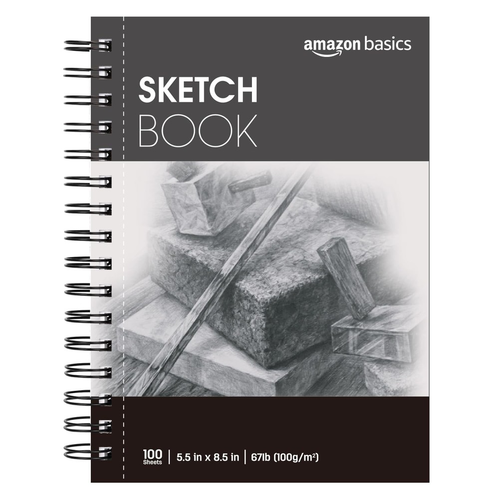 Amazon Basics Sketch Pad for Artists, 67 lb. / 100 gsm, 100 5.5×8.5, White