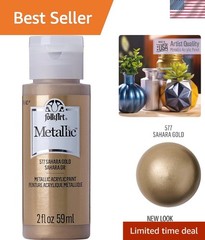 Versatile 2 oz Sahara Gold Acrylic Paint – Stunning Metallic Finish, Made in USA