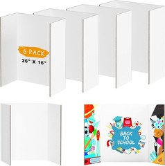 6 Pack Medium Trifold Poster Boards – 26″ x 16″ White Corrugated Cardboard