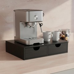 Wooden Coffee Capsule Box Desktop Organization Double Drawer Capsule Holder