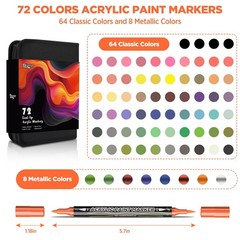 72 Colors Acrylic Paint Pens, Dual Tip Paint Markers with Brush Tip and Fine …