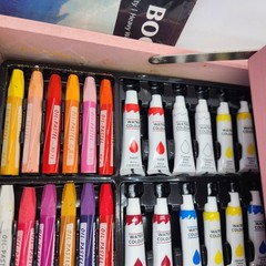 145pc Deluxe Mixed Media Art Set Pink Wooden Case READ DESCRIPTION DAMAGE Case