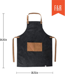 Cooking Apron for Men with Adjustable Faux Leather Strap, Grilling Apron with Po