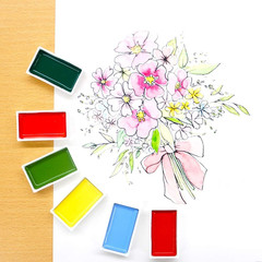 Kuretake GANSAI TAMBI Watercolor Paint Set 48 Colors, Professional-Quality Art S