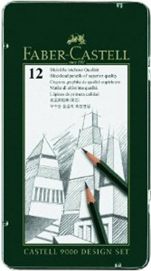 Faber Castell 9000 Pencils Design Set 12 Grade Tin ( 5B – 5H )