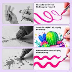 90 Colors Acrylic Paint Markers Set – Brush Tip, Non-Toxic, High Coverage for Gl