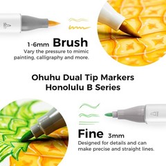 Ohuhu 320 Colors Alcohol Markers Brush & Fine Tip of Ohuhu Refillable Markers