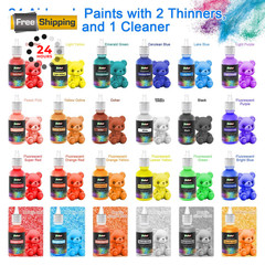 FOODHOO Airbrush Paint 24 Colors, Water 0.87 Fl Oz (Pack of 28), Multicolor
