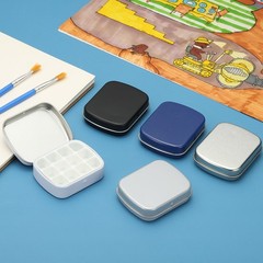 12 Wells Mini Paint Storage Box, Mini Watercolor Box, Blue