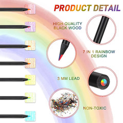 10 Pcs Colored Black Wood Pencils, 7 in 1 Rainbow Drawing Pencil. for Sketching,