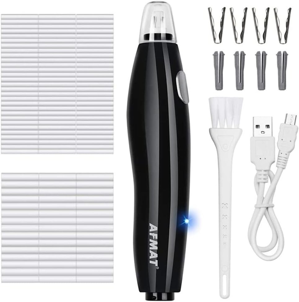 AFMAT Rechargeable Electric Eraser Kit w 140 Refills Black