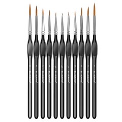 Detailing Paint Brush, 11 Pcs (5/0, 3/0, 2/0, 0, 1, 2, 3, 4, 5, 6, 7), Black