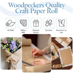 Jumbo Brown Craft Paper Roll 36” Wide, 12000” Long, for Gift Wrap| Woodpeckers