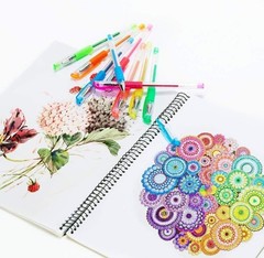 30 Colors Gel Pens Set Glitter Metallic Fine Point for Adult Coloring Book Art