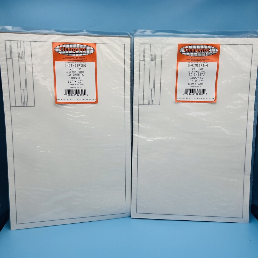 Clearprint Vellum Sheets with Engineer Title Block, 11×17 Inches, 16 lb