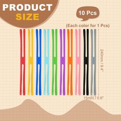 9.4 x 0.6 Inch 10 Pcs Silicone Elastic Rubber Wrapping Bands, Multi-Colors